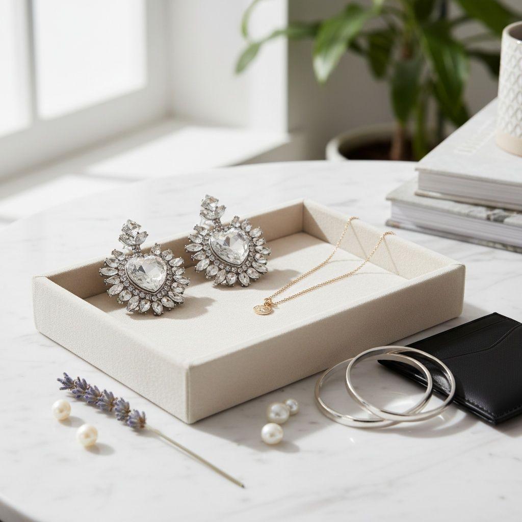Stud Clear Crystal and Glass Heart Earrings