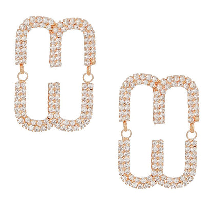 Studs Gold Pave Oval Loop Design Earrings Women