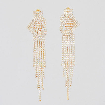 Tassel Long Gold Glam Heart Buckle Fringe Earrings