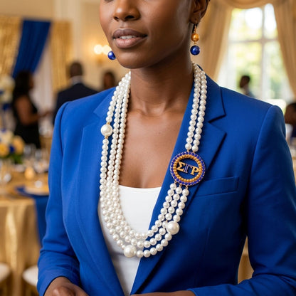 SGRho White Pearl Gold Necklace
