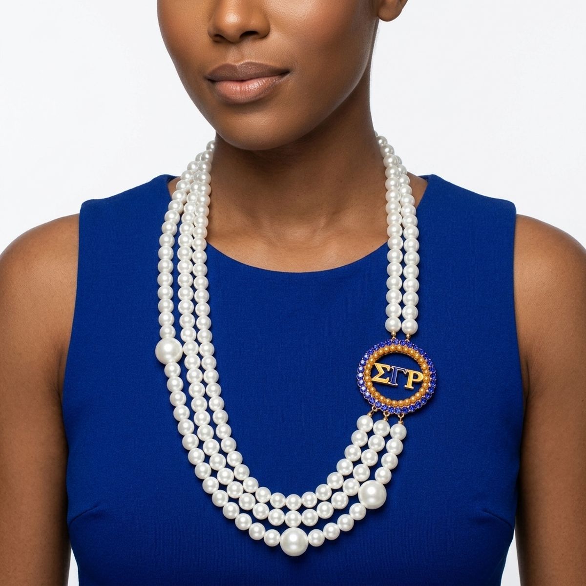 SGRho White Pearl Gold Necklace