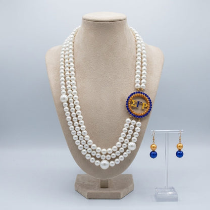 SGRho White Pearl Gold Necklace