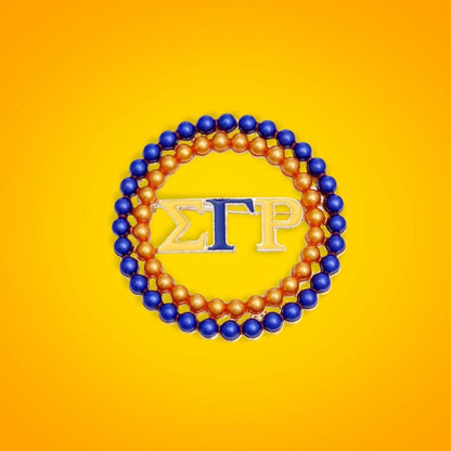 SGRHO Sorority Brooch Blue Gold Pearl Round Pin