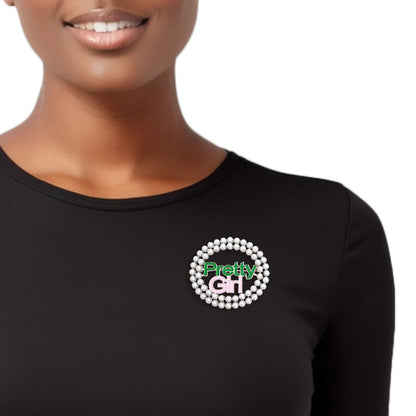 AKA Sorority White Pearl Pretty Girl Brooch