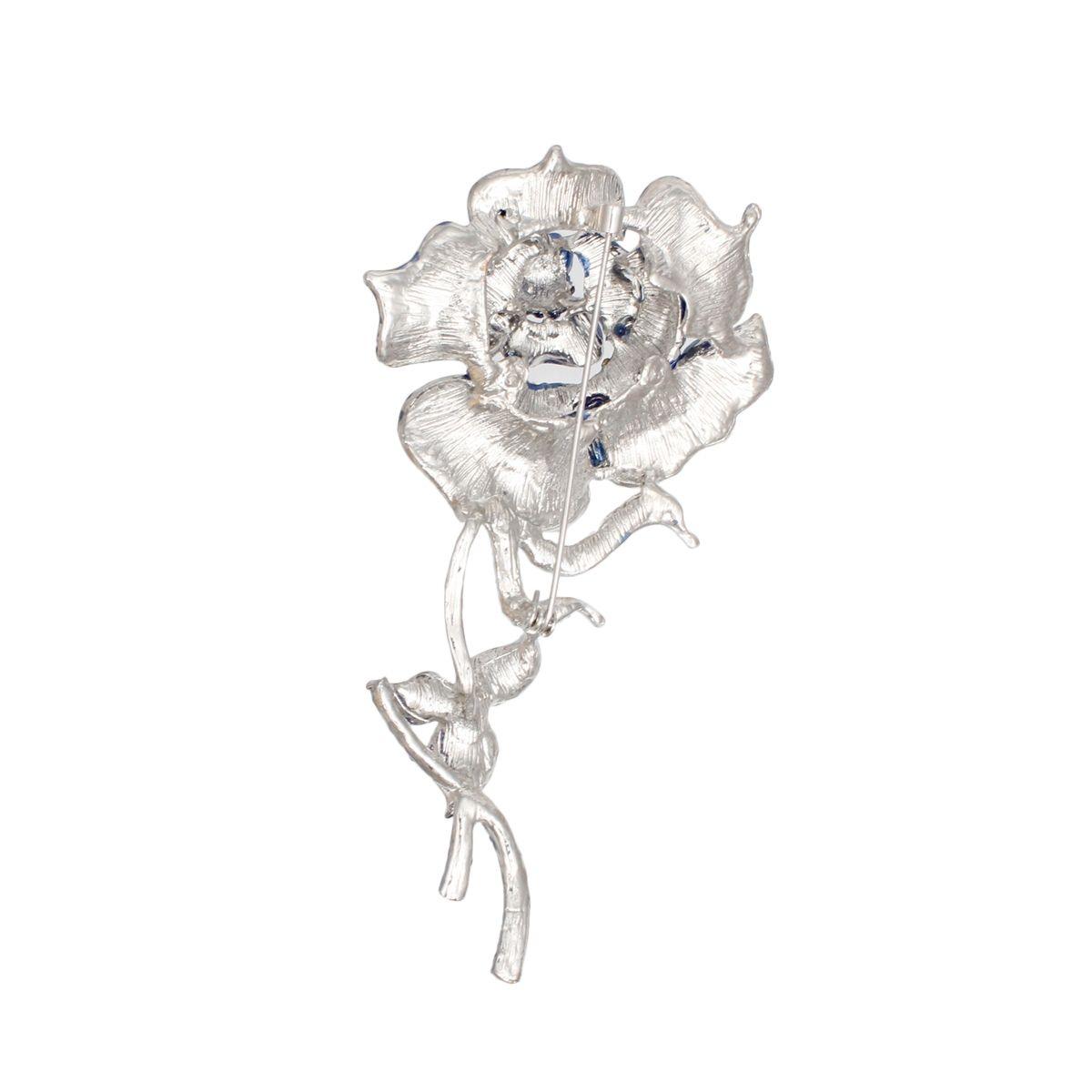 ZPB Sisterhood Sparkle Blue Rose Blooming Brooch