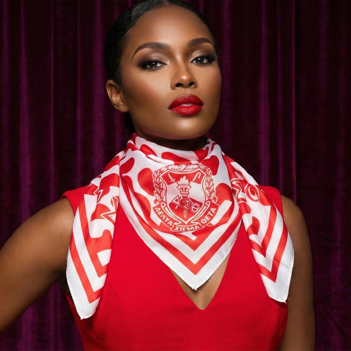 DST Red and White Leopard Square Sorority Scarf
