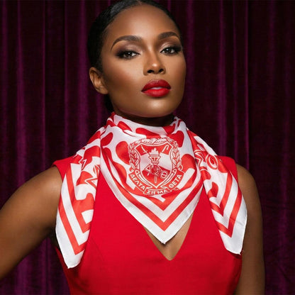 DST Red and White Leopard Square Sorority Scarf