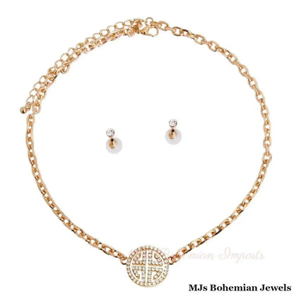 Gold Cable Chain Greek Key Necklace