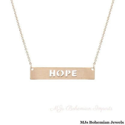 Gold Cutout HOPE Plate Necklace