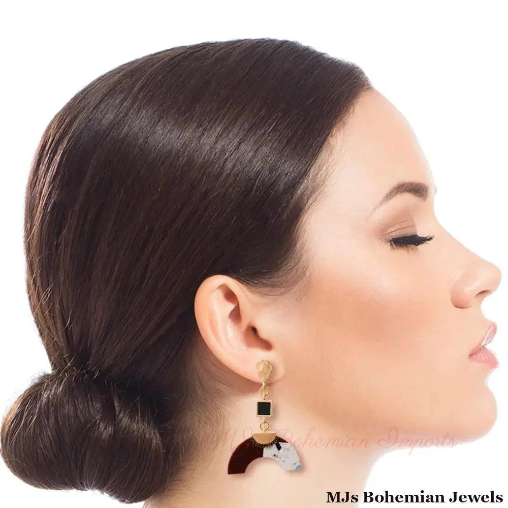 Gold Drop Earrings - Horn Shaped
