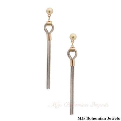 Gold Knotted Chain Tassel Earrings