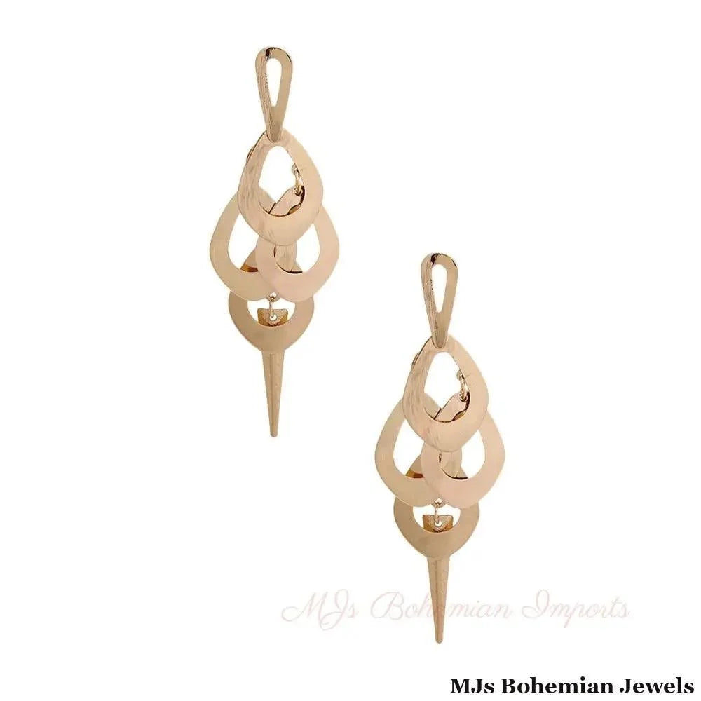 Gold Metal Teardrop Dangle Earrings