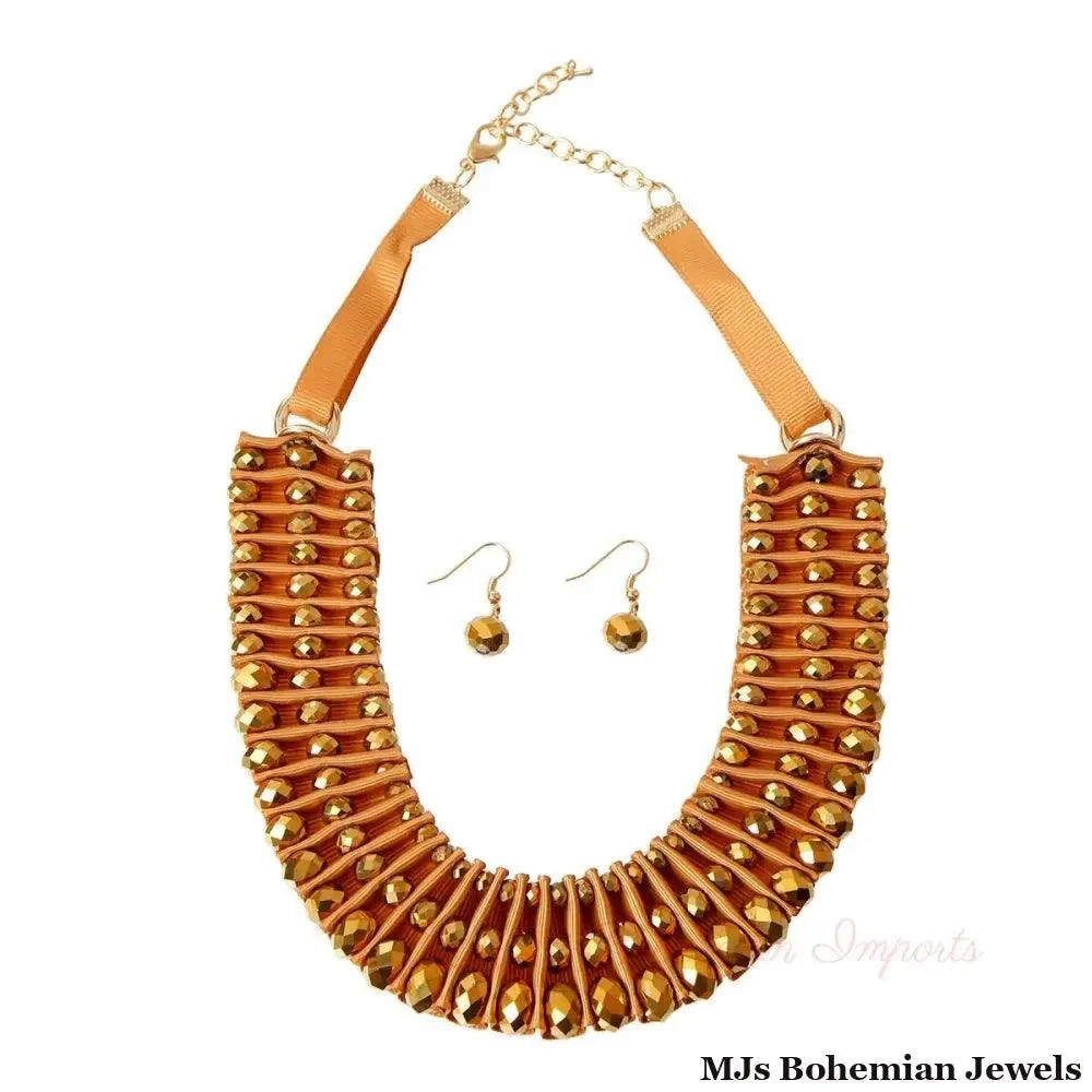 Gold Metallic Ruffled Collar Set