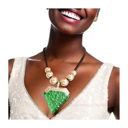 Green Diamond Shaped Pendant Set