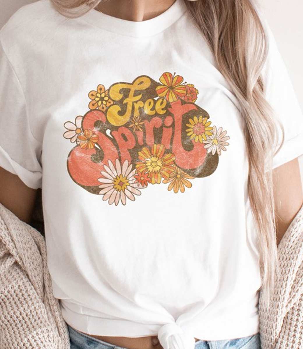 Groovy Free Spirit Graphic Tee - White