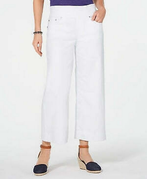 Style &amp; Co Plus Size Pull-on Wide-Leg Cropped Jeans, Size 24W/White
