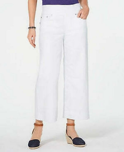 Style &amp; Co Plus Size Pull-on Wide-Leg Cropped Jeans, Size 24W/White