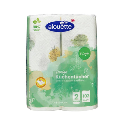 Alouette 3-Ply Patterned Paper Towels Strong &amp; Absorbent 2 Rolls