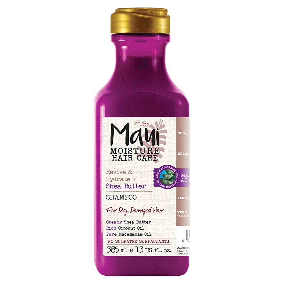 Maui Moisture Shea Butter Shampoo - Sulfate Free, Silicone Free Vegan Shampoo for Dry Damaged Hair Repair &amp; Intense Moisturizing - Aloe Vera Base - 13 fl oz
