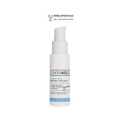 Skin401 SPF50+ Hydra-Fresh Sunscreen: Vegan, Cruelty-Free Sun Protection with Green Tea, Aloe &amp; Hyaluronic Acid for All Skin Types - 50ml