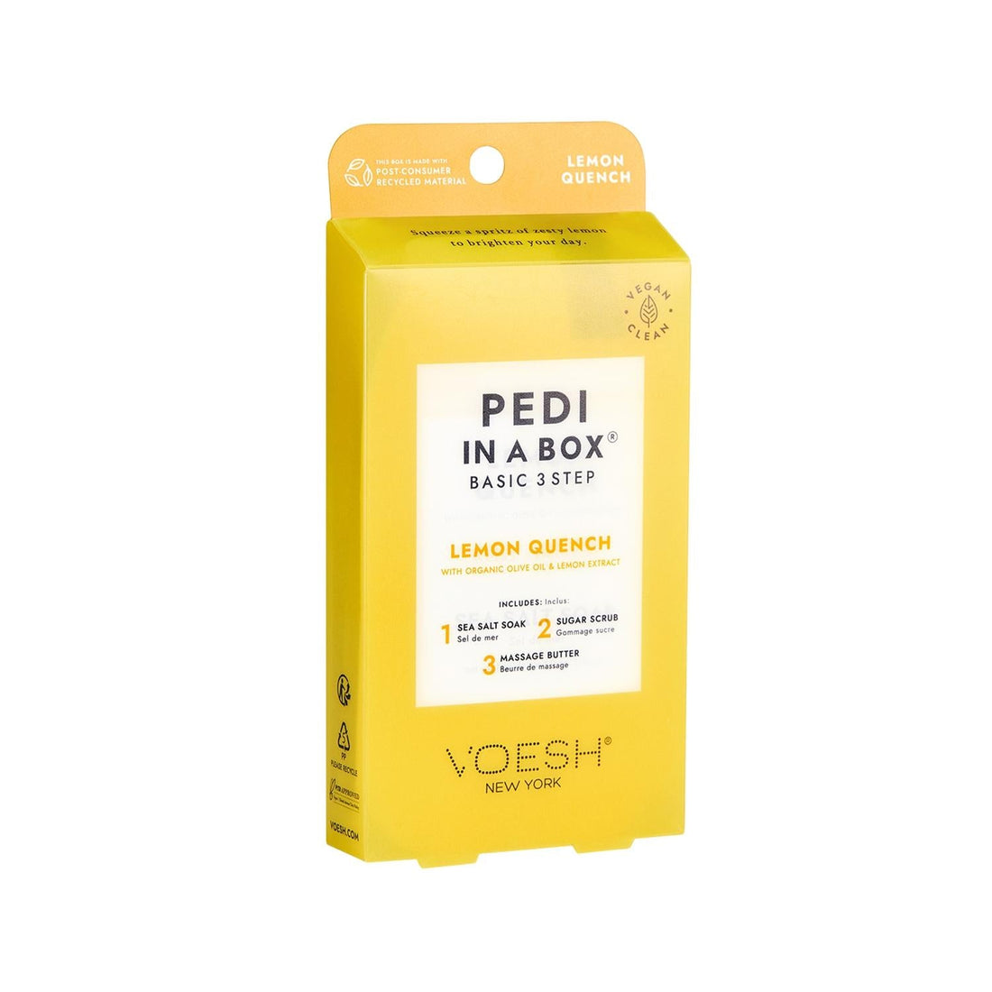 Voesh New York 3-Step Pedicure Kit - Basic PedikŸr Seti with Lemon Scent for At-Home Spa Experience