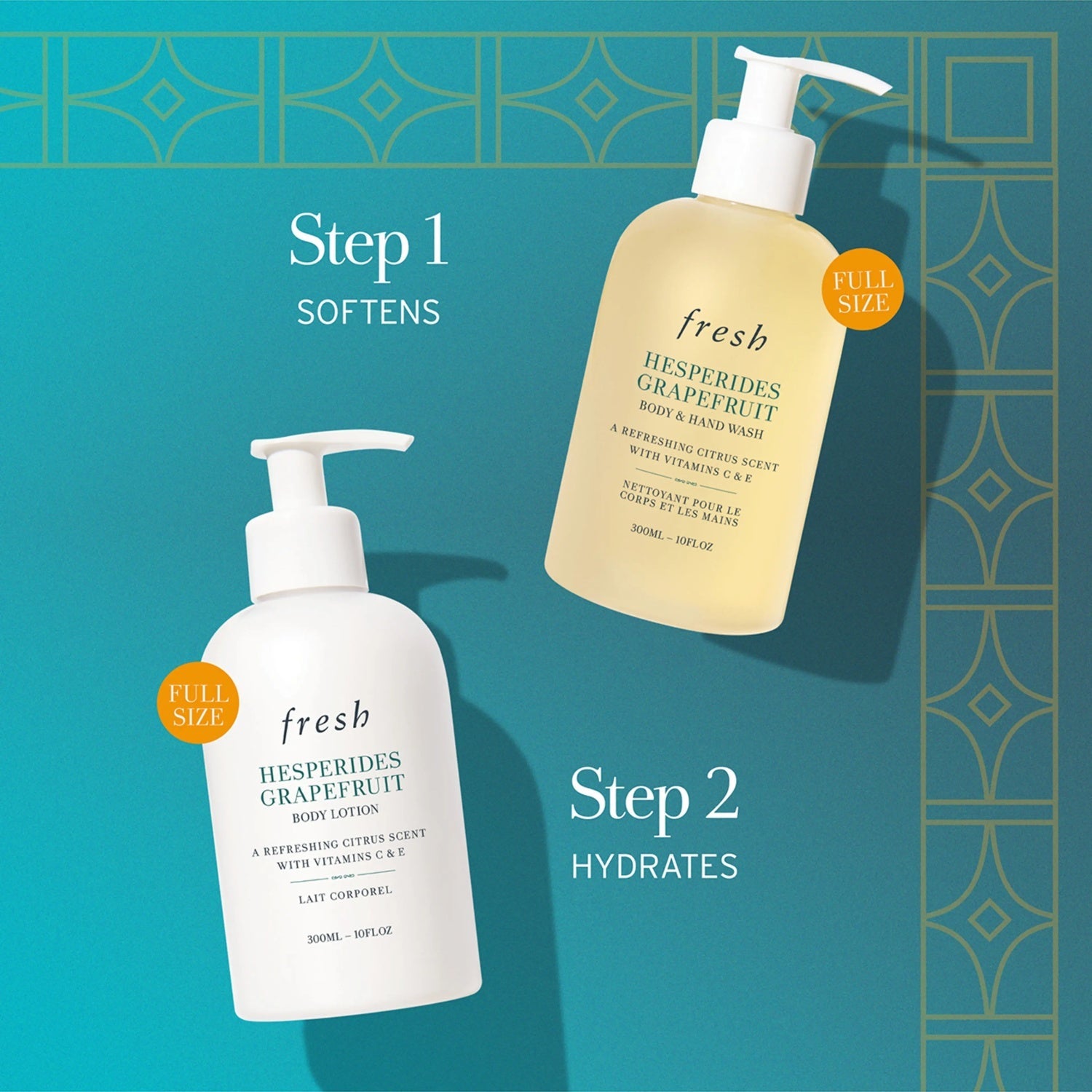 Fresh Hesperides Grapefruit Citrus Sensations Shower Gel 10 Oz &amp; Lotion 10 Oz Set