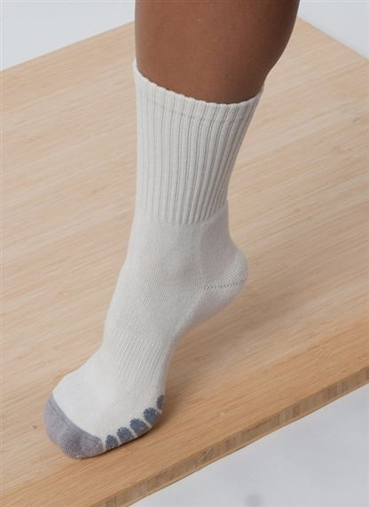 High Performance Crew Bamboo Viscose Socks – Natural with Blue Padding