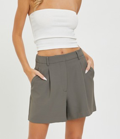 High Waisted Shorts - Dark Mink