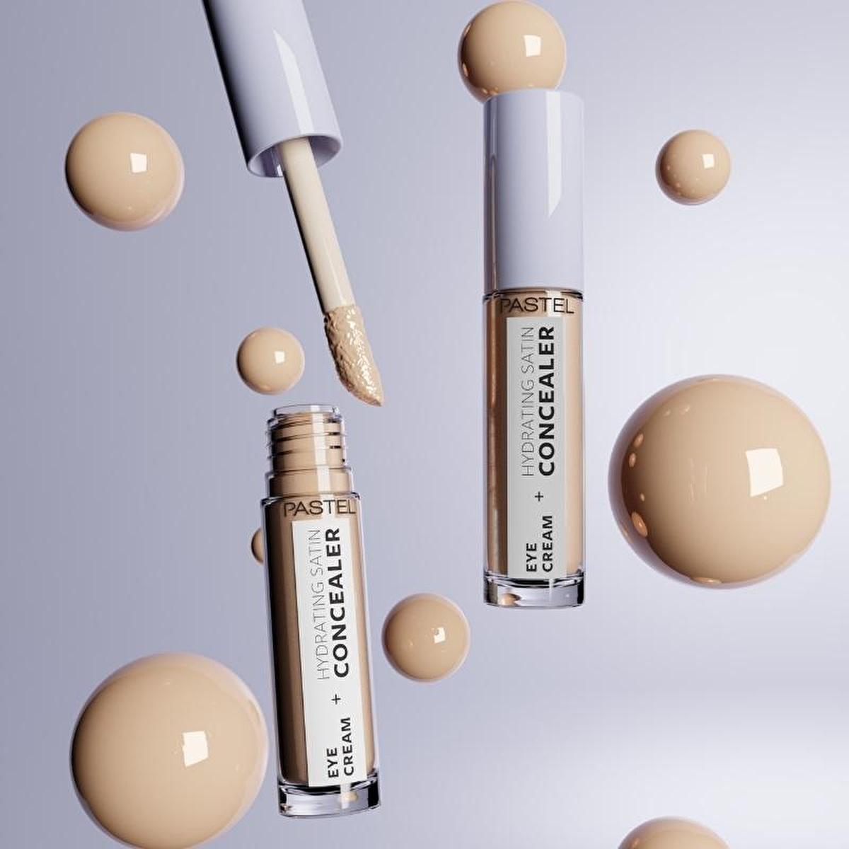 Pastel Makeup Eye Cream + Hydrating Satin Concealer: Brighten &amp; Conceal Dark Circles - 24H Hydration for Radiant Eyes