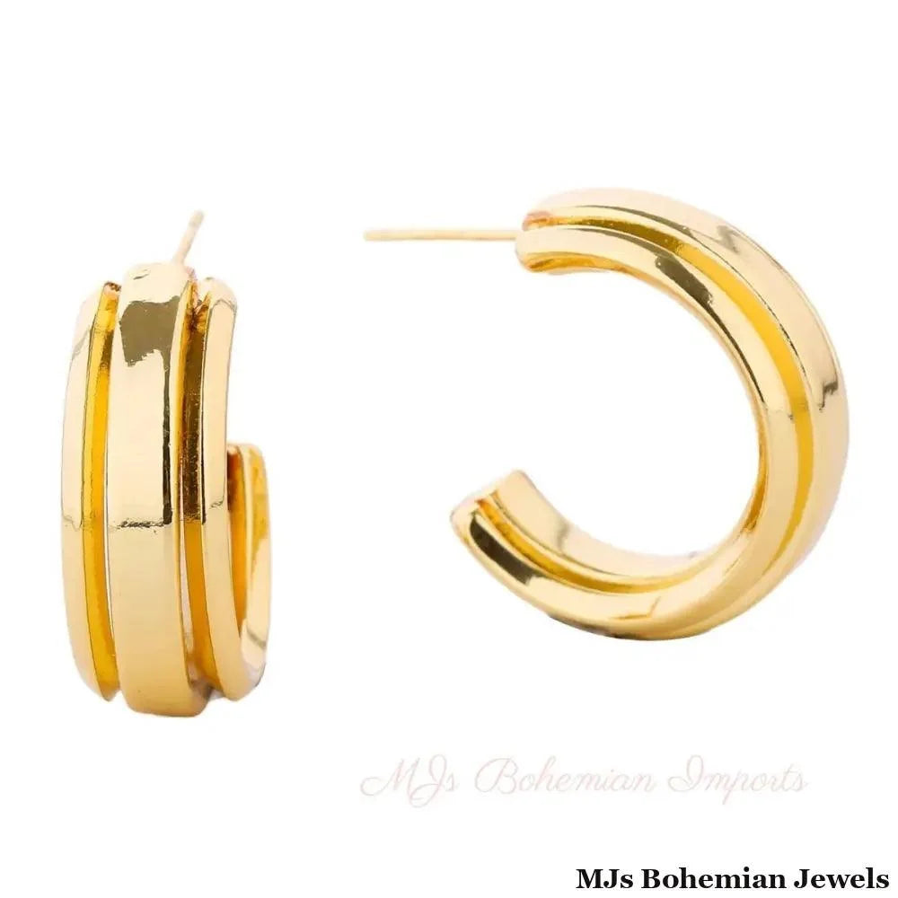 Hoop 14K Gold Small Solid Metal Earrings for Women