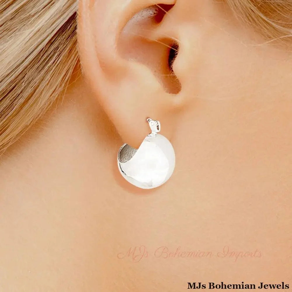 Hoop White Gold Small Ball Earrings for Women