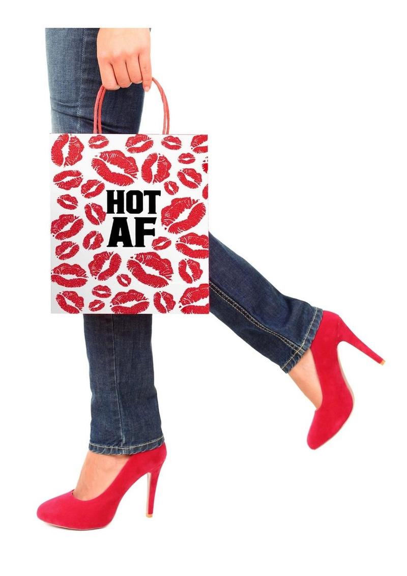 Hot AF Gift Bag with Red Kiss Print Sexy Fun Party And Romance Bag