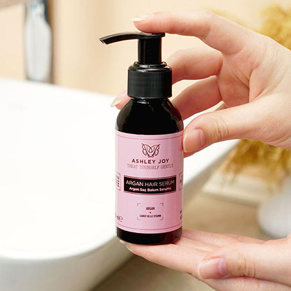 Ashley Joy Argan Oil Hair Serum: Revitalize Dry &amp; Damaged Hair, Boost Shine &amp; Strength with Vitamin A - 3.38 fl oz