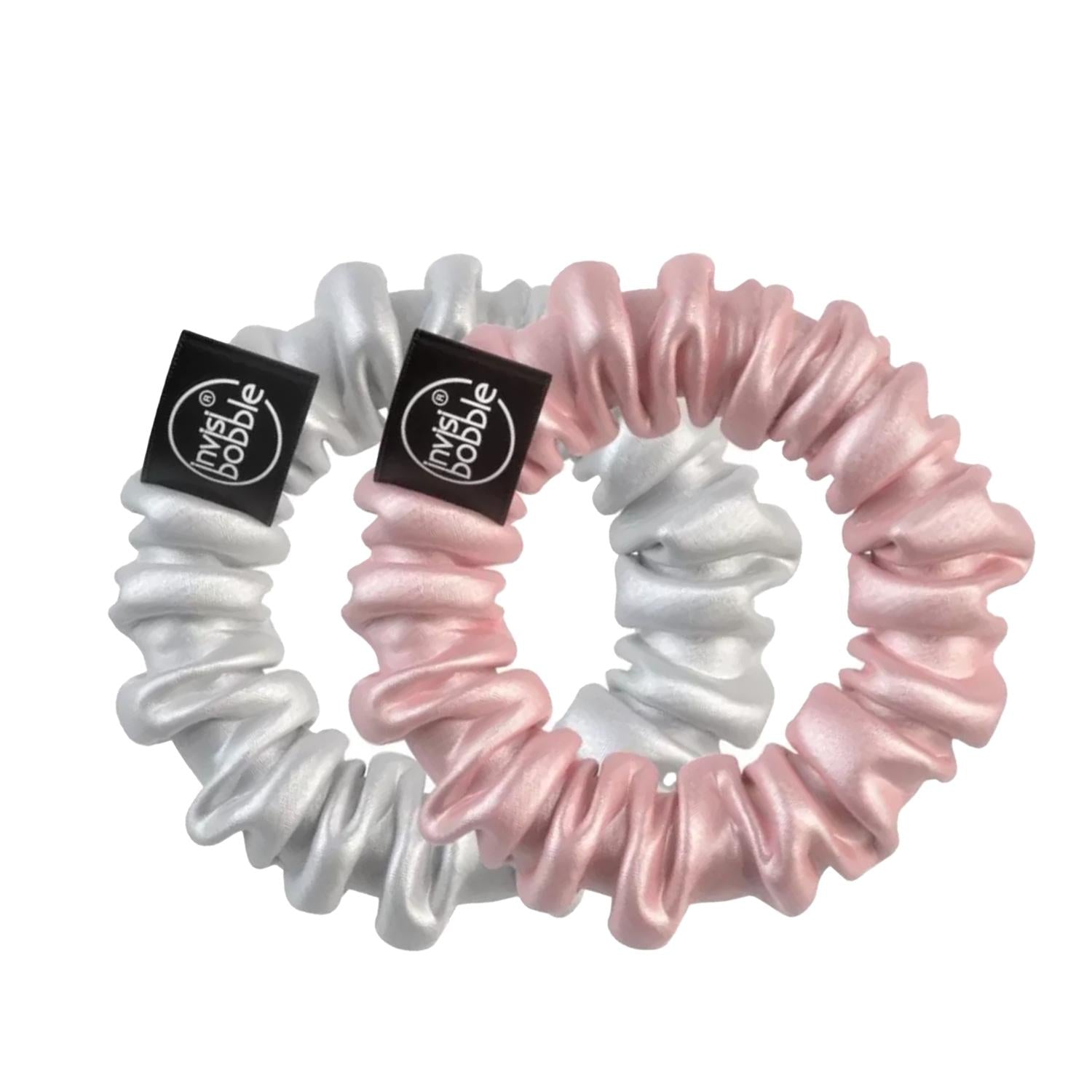 Invisibobble Sprunchie Slim Bella Chrome Hair Accessories - Stylish &amp; Gentle Hair Ties for Long Hair