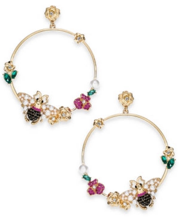 Thalia Sodi Gold-Tone Imitation Pearl &amp; Crystal Bee Flower Drop Earring