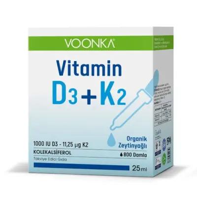 Voonka Vitamin D3+K2 Dietary Supplement Liquid - 25ml Bottle, Supports Bone Health &amp; Immune Function
