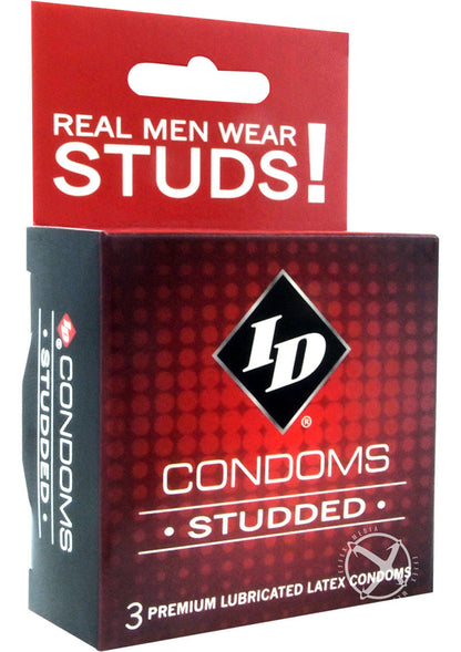 ID Studded Condoms 3 Pack Premium Lubricated Latex