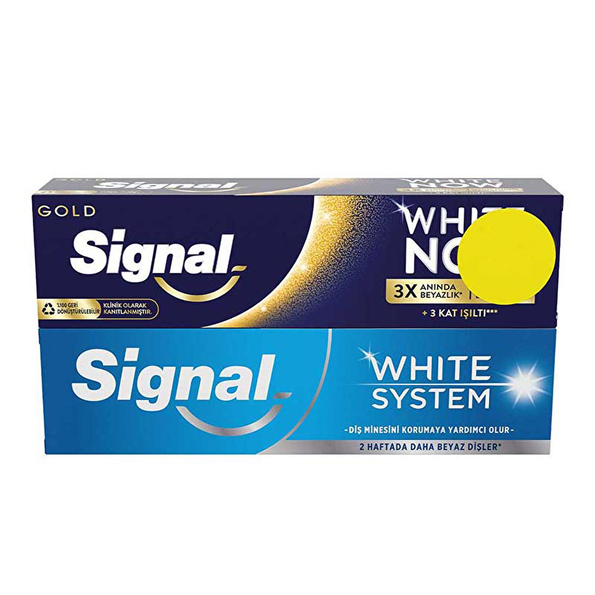 Signal White Now: 3X Whitening Toothpaste - Extra Fresh &amp; Gold - Stain Removal, Fluoride Protection - Fresh Breath, Confident Smile