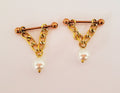 Stainless Steel 14G Gold Pearl Nipple Barbell Ring Jewelry