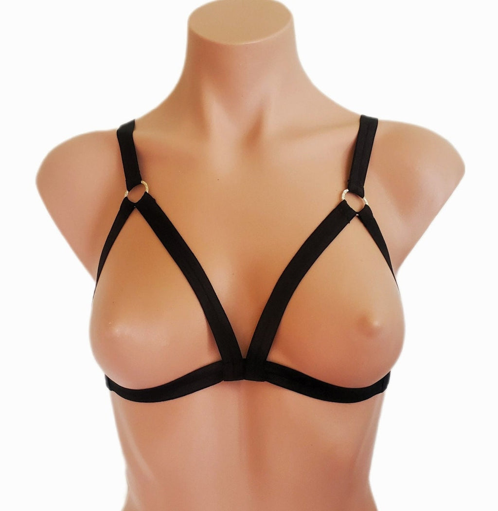 Cage Strappy Open Cup Bra With O Rings