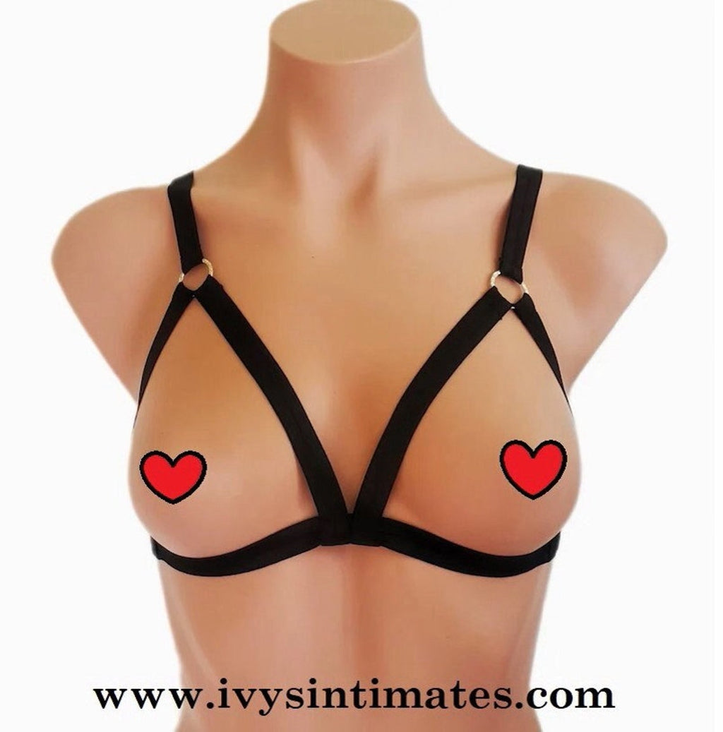 Cage Strappy Open Cup Bra With O Rings