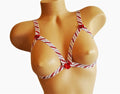 Holiday Candy Cane Sparkle Cupless Lingerie Bra With Red Bow