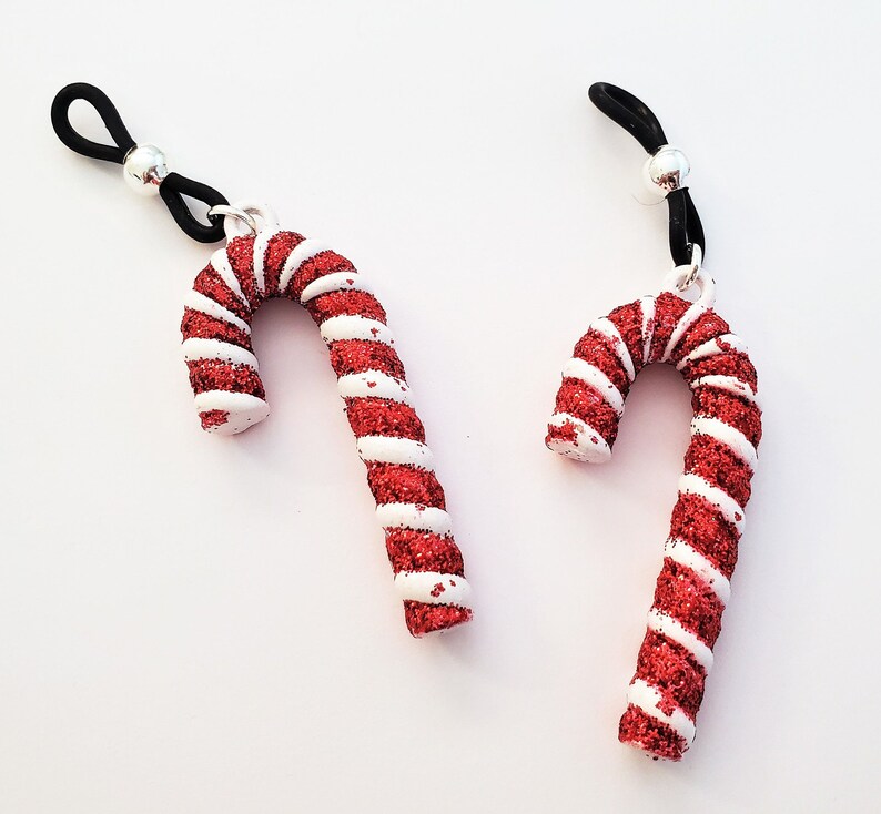 Candy Cane Fake Nipple Rings Sexy Christmas Jewelry Adjustable