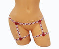 Red Candy Cane Stripe Garter Belt With Red Bow