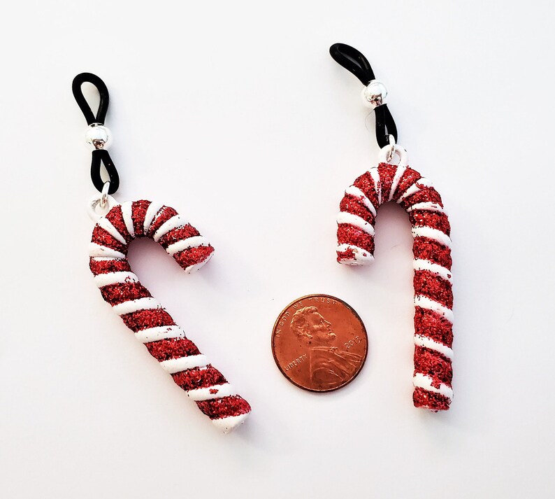 Candy Cane Fake Nipple Rings Sexy Christmas Jewelry Adjustable