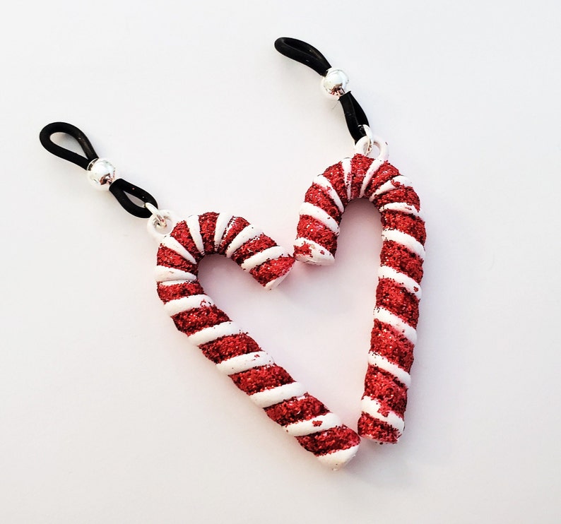 Candy Cane Fake Nipple Rings Sexy Christmas Jewelry Adjustable