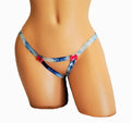 Blueberry Swirl Tie Dye Crotchless Thong Panty With Bow