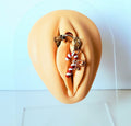 Candy Cane Christmas Lips Jewelry Red White Clip On No Piercing