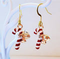 14k Gold Plated Candy Cane Drop Dangle Christmas Jewelry