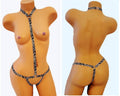 Cheetah Print Body Harness With Open Crotch Thong Lingerie